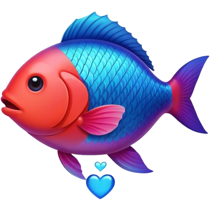 Fish holding a heart emoji