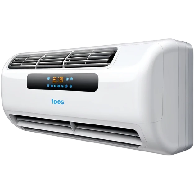 modern wall mounted air conditioner with cool air flowing emoji