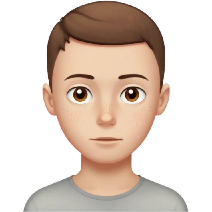 a skinny pale boy with very short buzzcut brown hair and a bit of freckles emoji