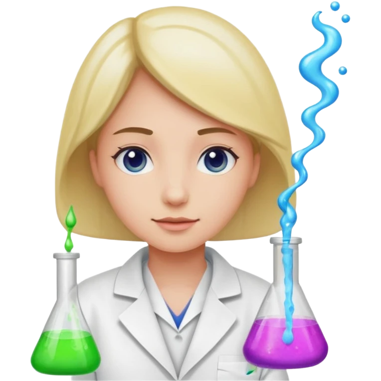 A person in a white coat is experimenting with chemicals. emoji
