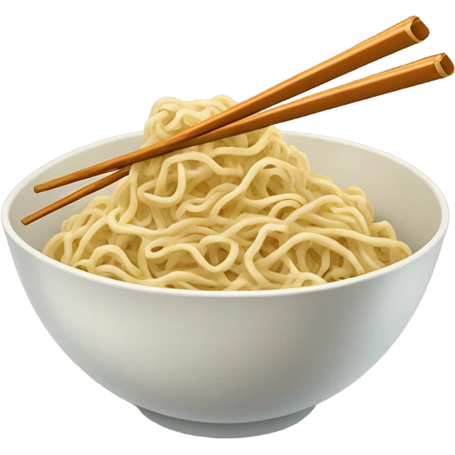 Bowl of noodles with chop sticks emoji