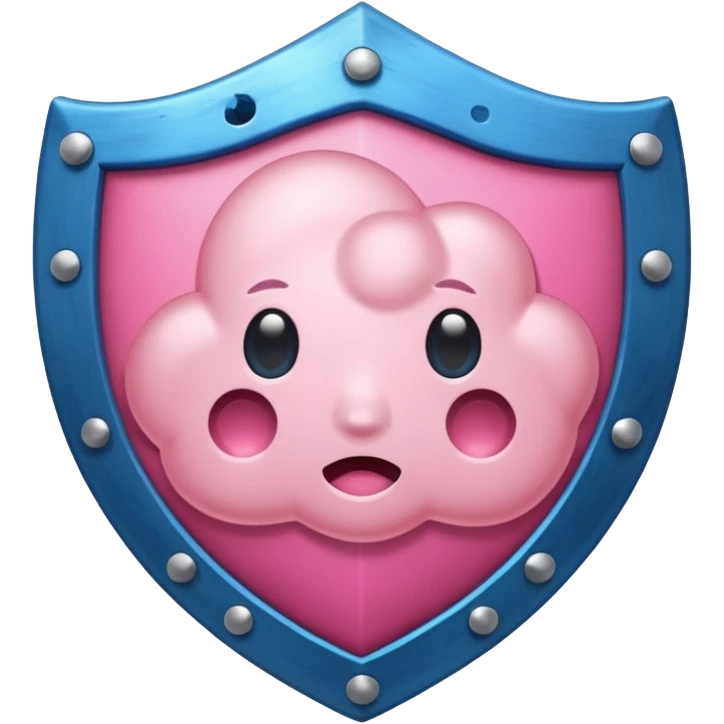 nube de estrés rosita y un escudo que representa el sistema inmune. emoji