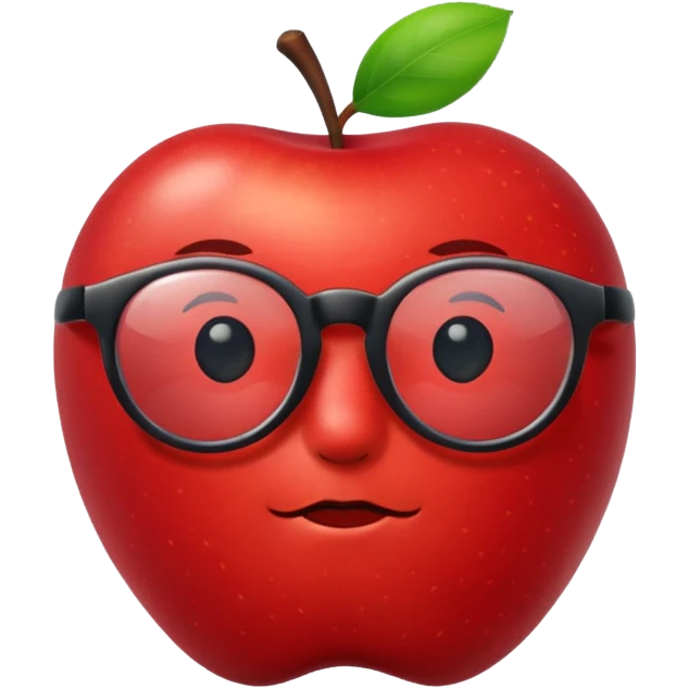 red apple with black glasses emoji