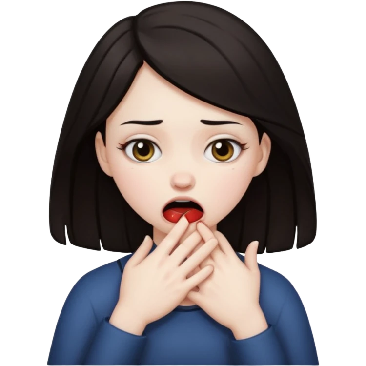A girl choking herself emoji