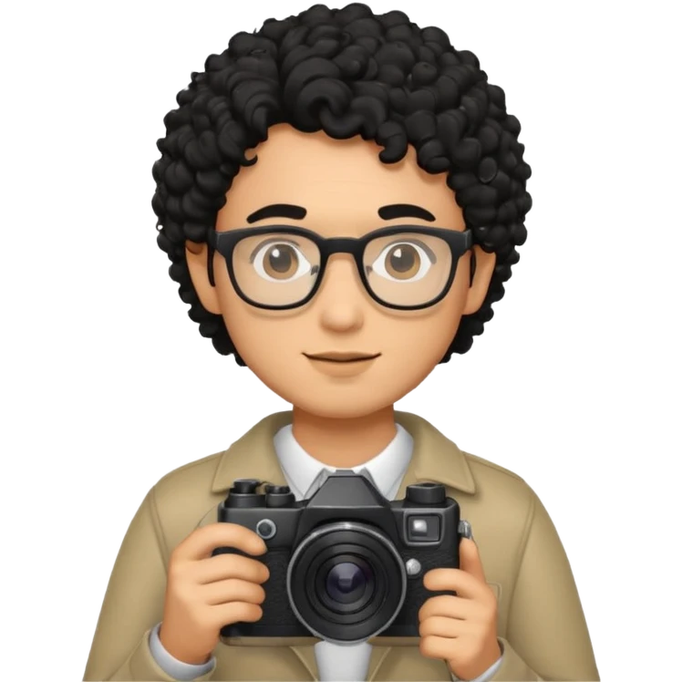 guy with black curly hair, holding camera, wearing glasses



















 emoji