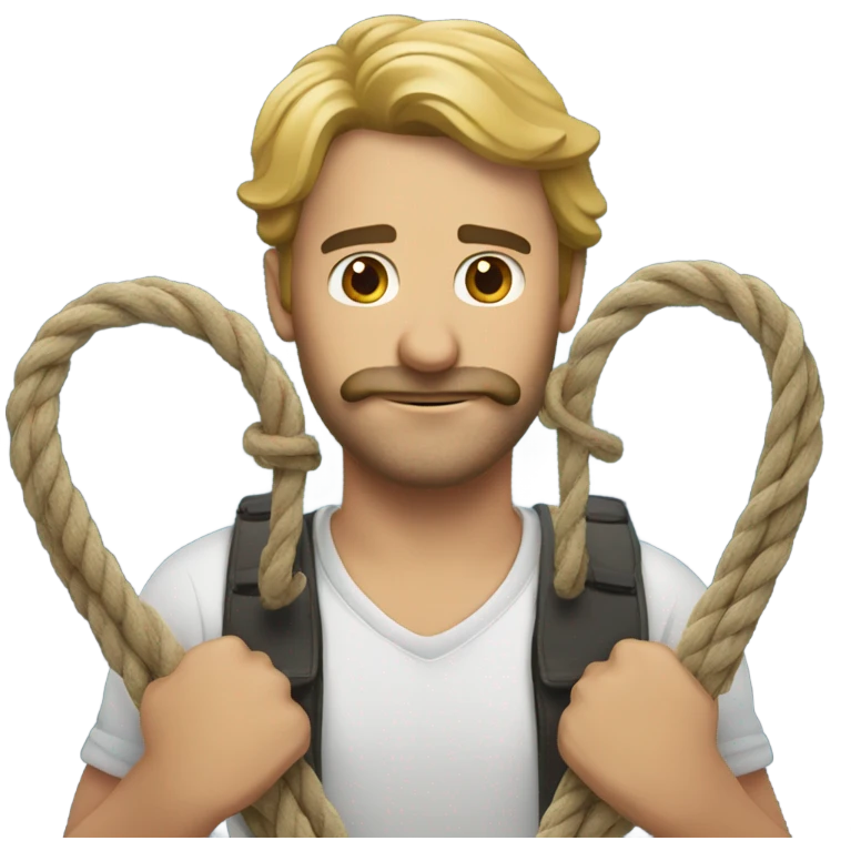 Man holds two rope emoji