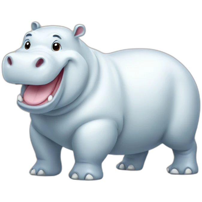 white happy hippopotamus emoji