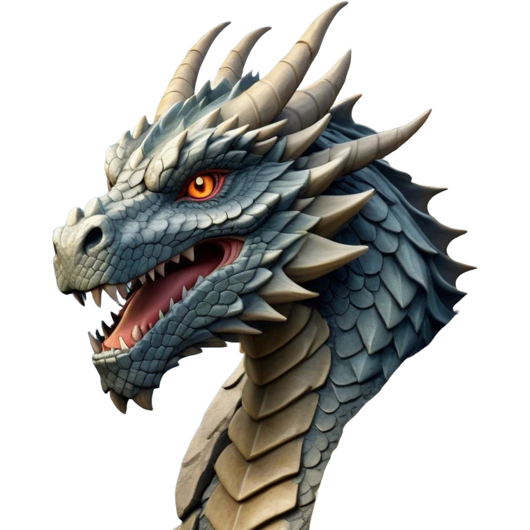 Cinematic Noble Giant Rock Dragon Portrait Emoji, Poised and awe-inspiring, with a massive, rugged form carved from ancient stone, featuring intricately textured scales that resemble weathered granite and basalt, and piercing, stony eyes echoing the strength of timeless mountains; rendered with lifelike detail and earthy natural highlights, high shine, formidable and grounded, styled with an aura of primordial majesty, focused and resolute, soft glowing outline, capturing the essence of an enduring rock titan ready to surge from the screen with ageless power! emoji