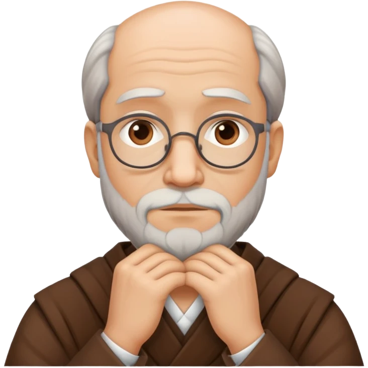 philosopher inspired by Maurice Merleau-Ponty, no glasses, hands under chin emoji
