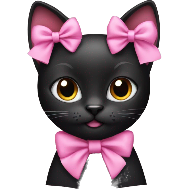 black cat wearing pink bows  emoji
