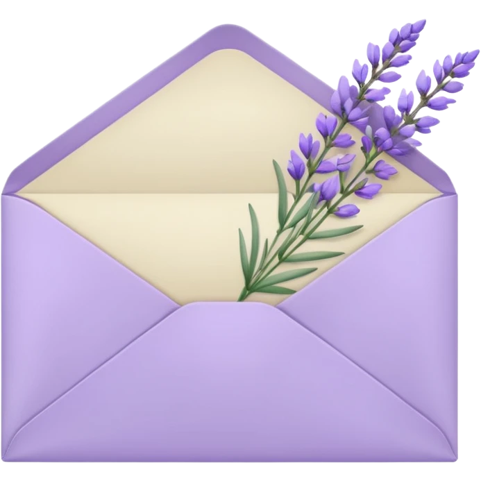 Pastel light whitish purple envelope with lavender flowers inside  emoji
