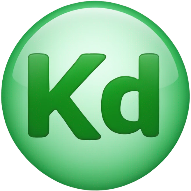 It is a solid round green with a K written in the middle. emoji