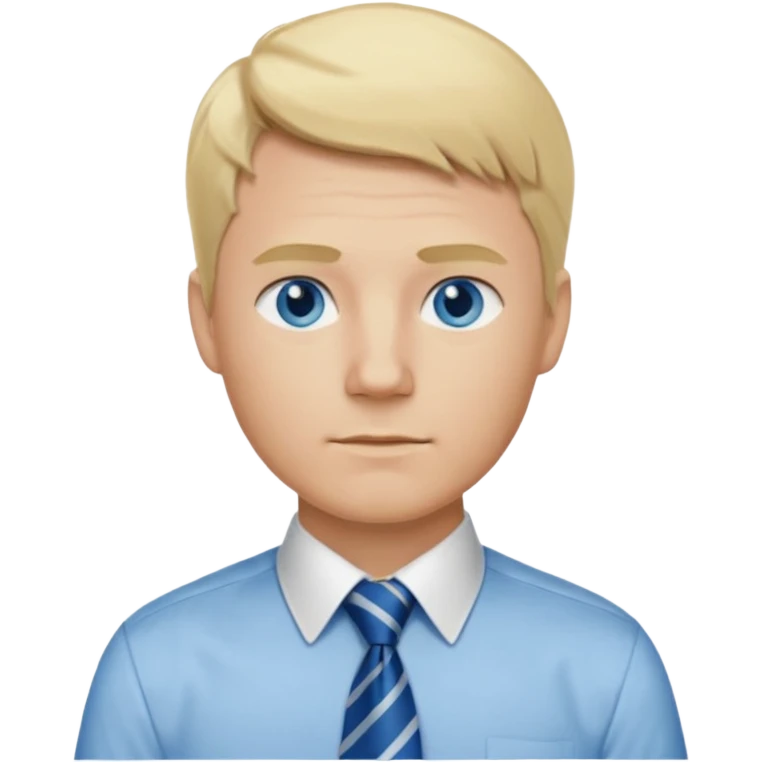A guy with blonde hair and blue eyes that looks masculine. make him wear a shirt with a tie. he is danish emoji