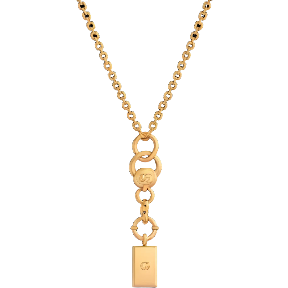 luxury gold Gucci chain necklace with pendant emoji