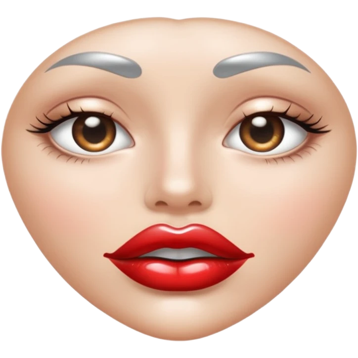 slightly parted lips, silver chrome material, glossy wet shine, seductive aesthetic emoji