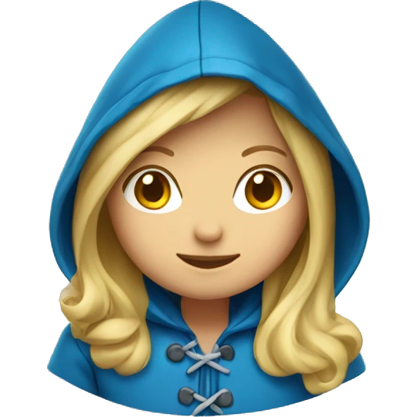 Blond girl with blue raincoat and hood and boots emoji