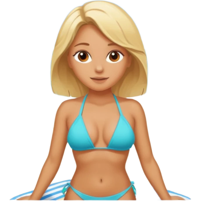 Chica tomando el sol en una playa emoji