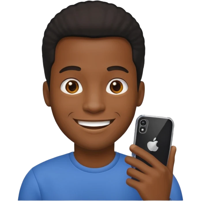 Black guy with an phone emoji