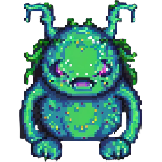 cute green slime monster pixel art emoji