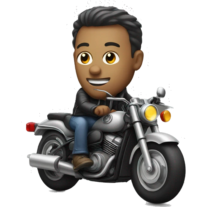 monochrome portrait of a man riding motorcycle  emoji