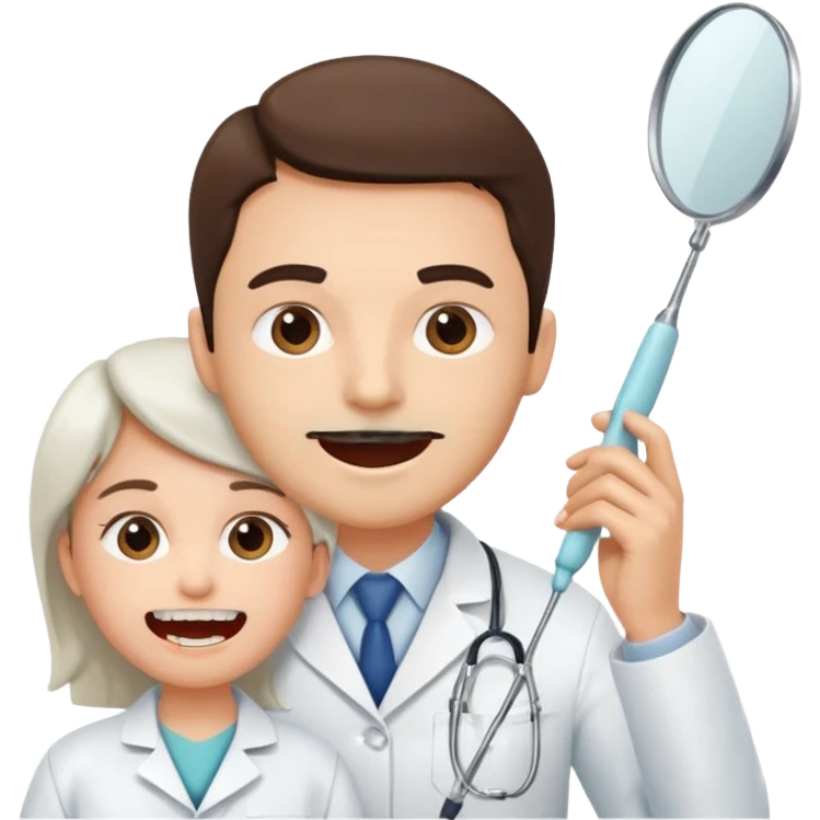 Dentist with patient teeth checkup  emoji