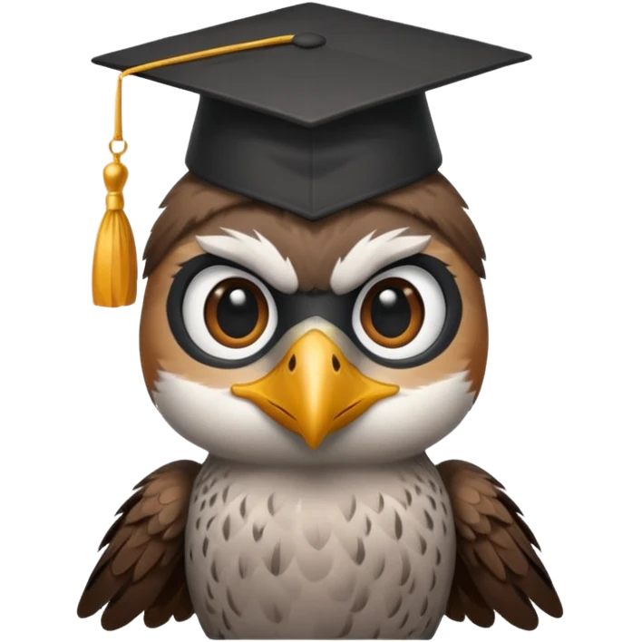 falcon with a black grad cap - semi realistic emoji