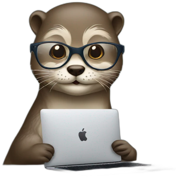 female vet otter with glasses use a macbook emoji