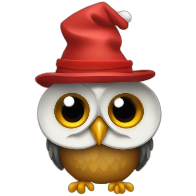Buho con gorro de navidas emoji