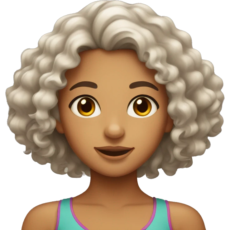 A girl with curly hair and brown eyes and tanned skin from North Africa  emoji