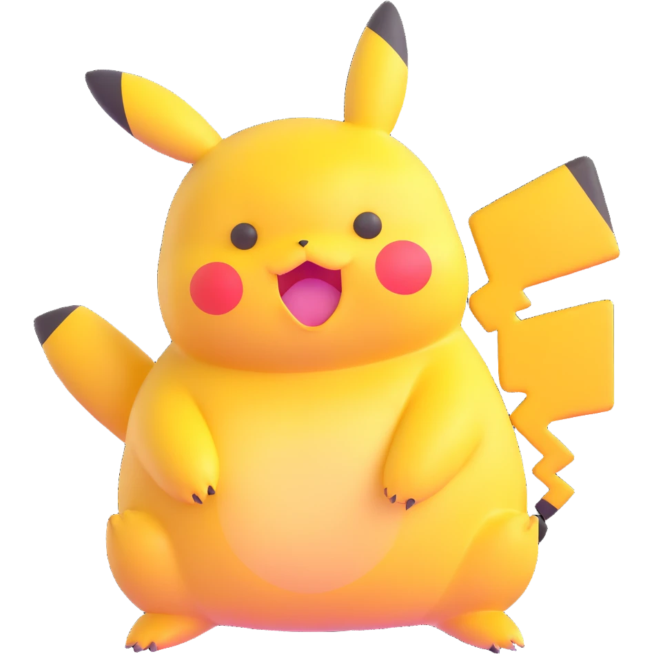 round chubby Pikachu with blemishes emoji