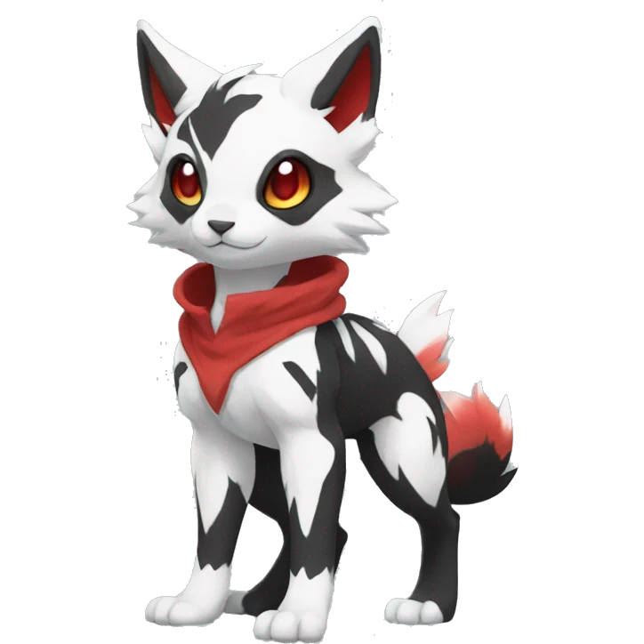 Cute cool black red white animal hybrid Fakemon full body emoji