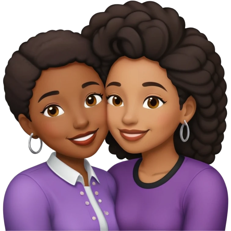 Black lesbian couple kissing emoji