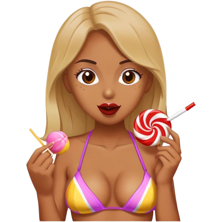 Woman in bikini eating a lolly  emoji