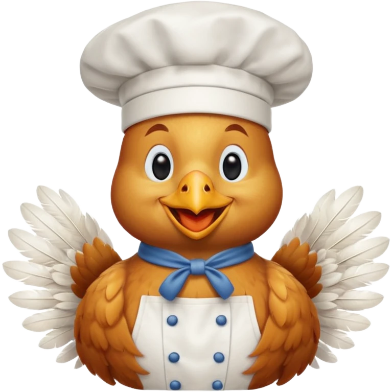 Gallina con ropa de chef con una cara de aprovacion emoji