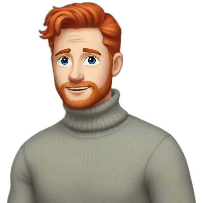 Perfect man blue eyes turtleneck sweater red hair emoji