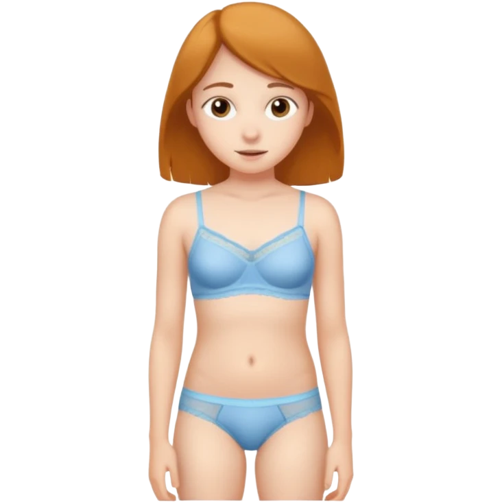 teenage girl standing in front of a mirror, wearing underwear, subtle signs of puberty, slight breast development, discreet body hair, educational, non-explicit emoji