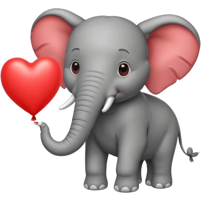 Elephant with a heart balloon  emoji