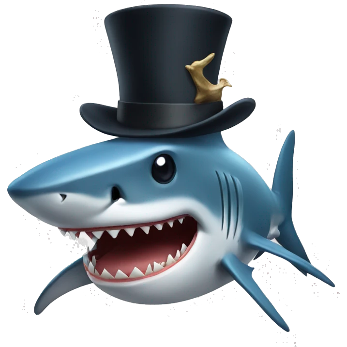 Shark with a top hat emoji