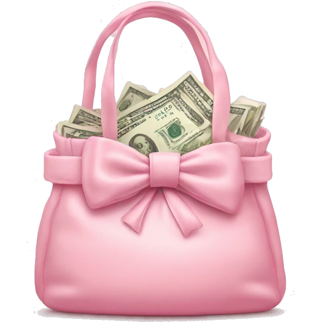 baby pink bag with bow full of money emoji