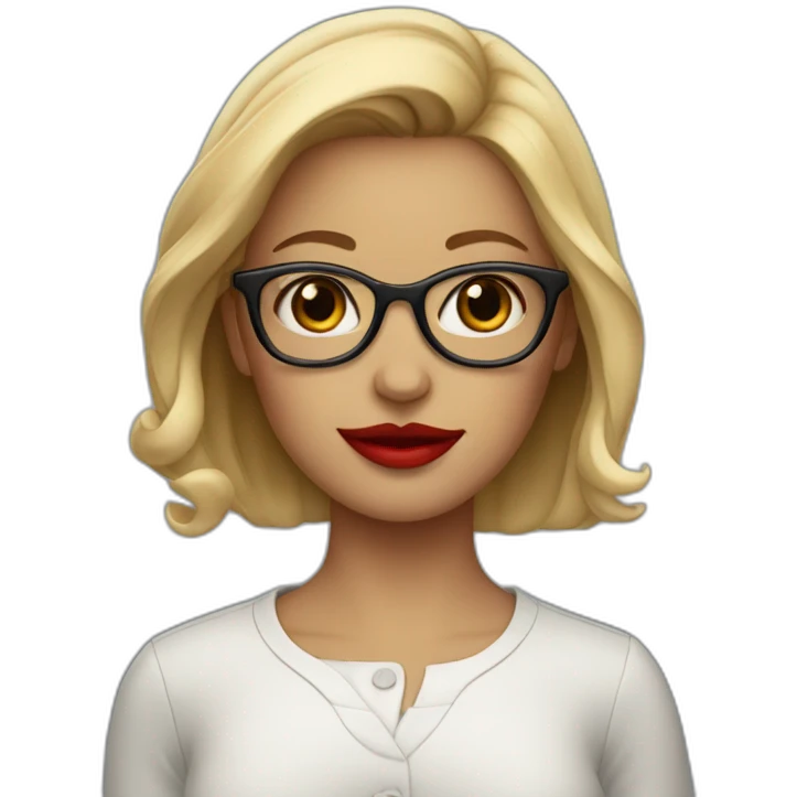 a girl with short ear wearing glasses and red lipstick emoji