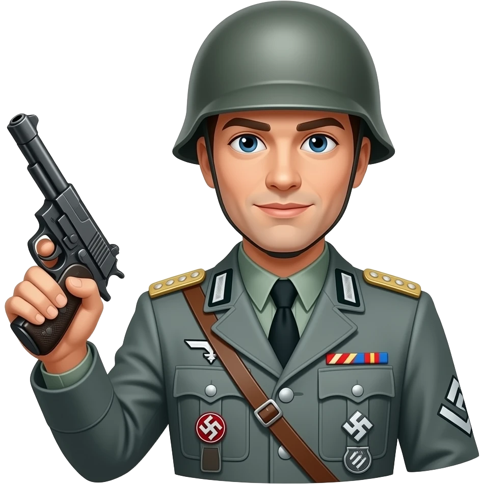 ww2 uncensored nazi Wehrmacht soldier hold a luger emoji