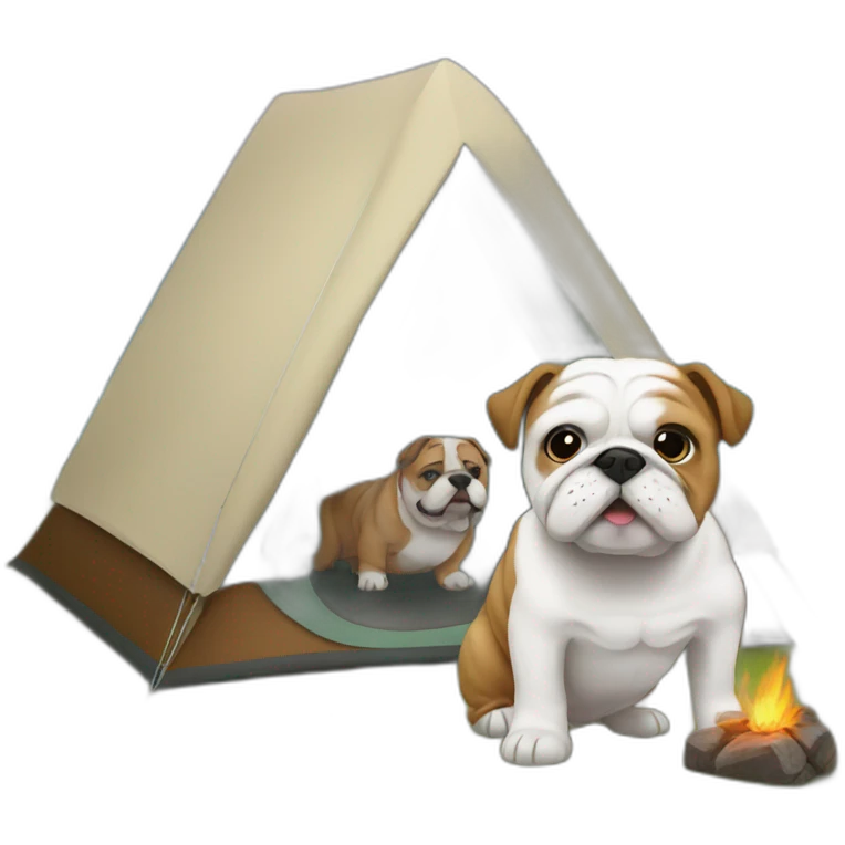 Bulldog y shi tzu en camping emoji