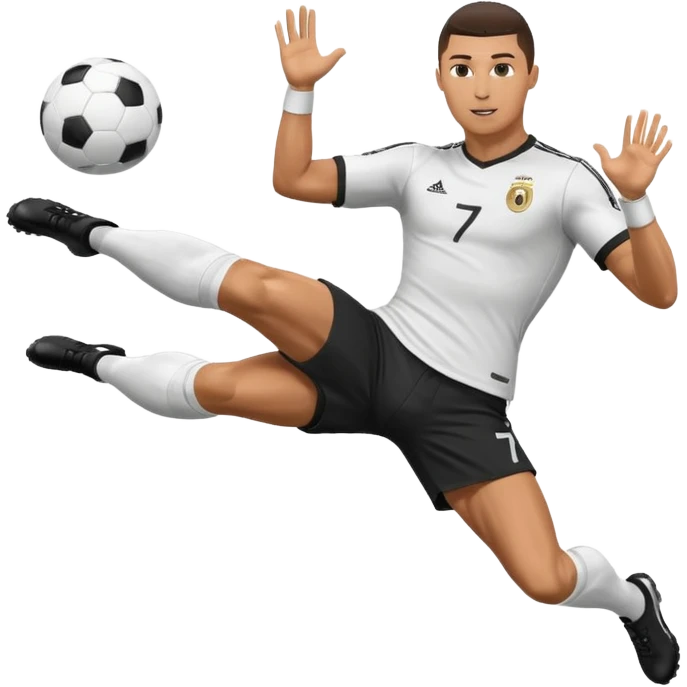 Ronaldo doing a bicycle kick with football emoji