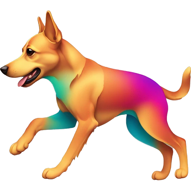 Vector art of a dog running made of vector multicoloured gradient shapes abstract shapes vector art emoji