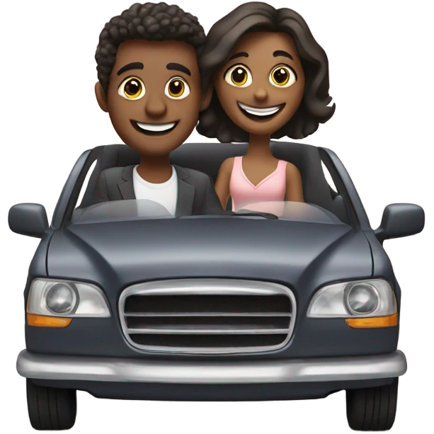happy couple in car selfie emoji