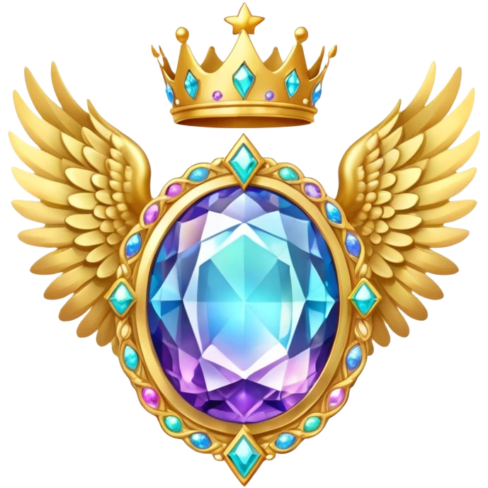 Big magic galactic gemstone award-in-frame-decorated-with-big-golden-angel--wings and crown emoji