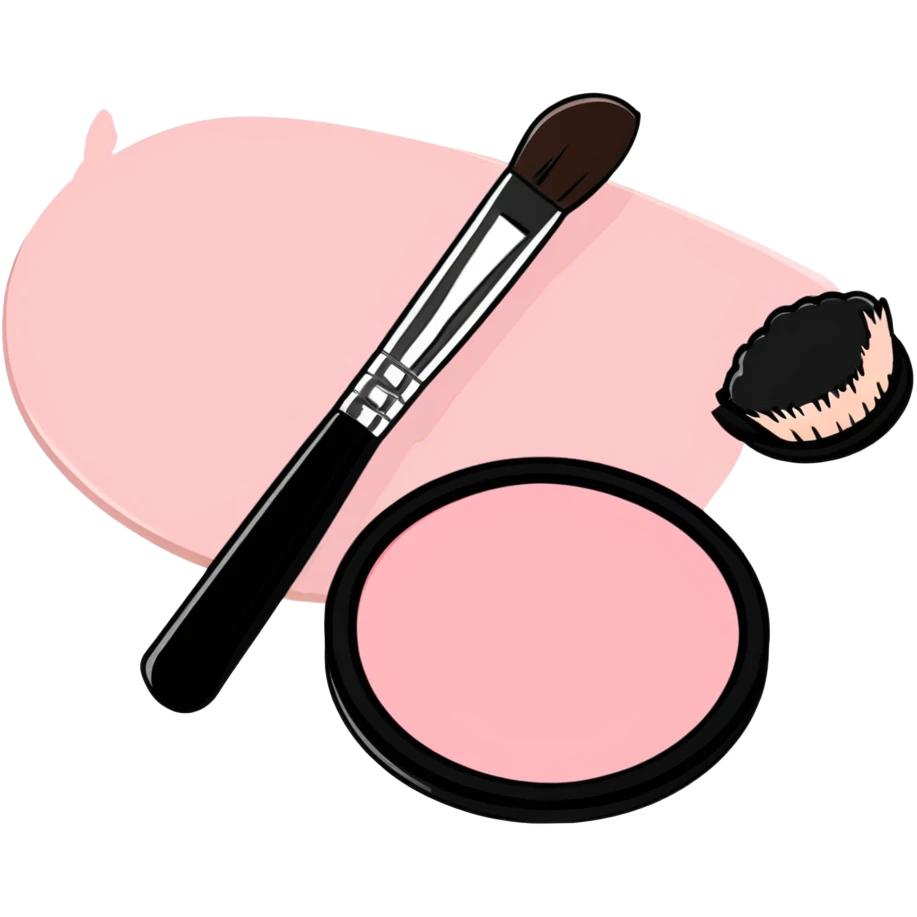 Makeup brush with pink blush powder emoji
