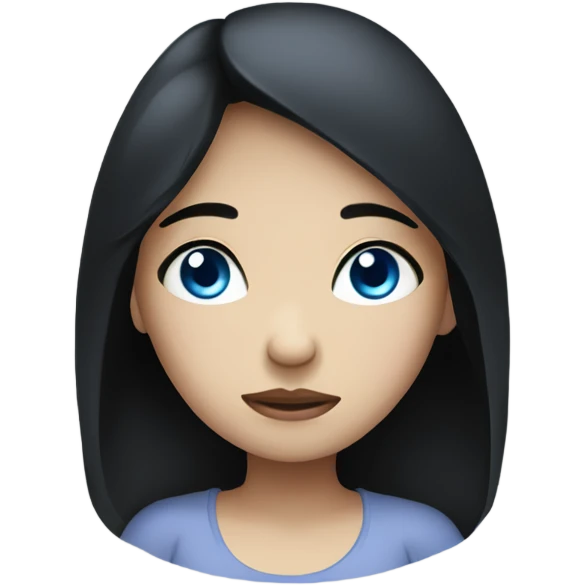 Girl with black hair and blue eyes, feeling sick  emoji