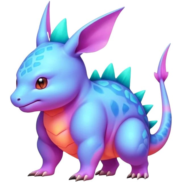 lush warm-colored colorful neon-colored Fakémon-Nidorino-creature (full body) emoji