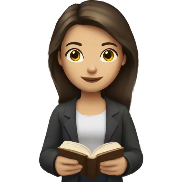 A fair-skinned brunette is reading a book. emoji